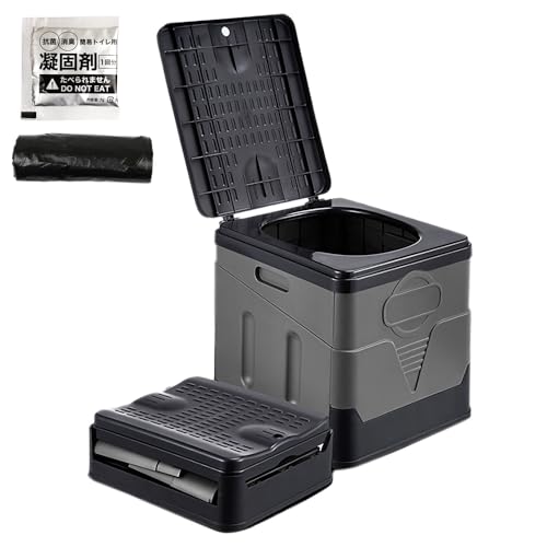 非常用 トイレ セット 簡易トイレ 折りたたみ式 凝固剤 災害用 ポータブル 携帯トイレ 防災グッズ 災害対策 地震 台風 断水 停電 (グレー, 凝固剤・廃棄用袋・トイレセット)