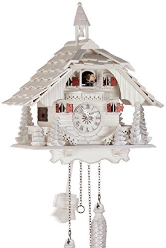 Eble 23096 Reloj de cuco de madera auténtica, mecanismo de cuarzo, funciona con pilas, 30 cm