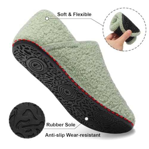 Image of Fires Womens Mens Slippers with Rubber Sole Soft-Lightweight House Slipper Socks Around House Shoes Non Slip Indoor /Outdoor