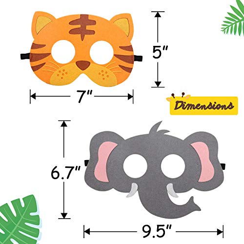 CiyvoLyeen Safari Jungle Animal Felt Masks Wild Animal Theme Birthday Party Favors Costumes Dress-Up Party Supplies(12 Pieces) - Thumbnail 4