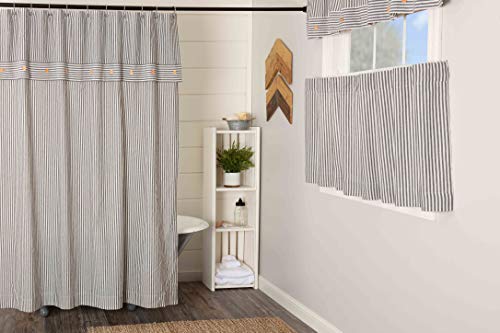 Piper-Classics-Farmhouse-Ticking-Stripe-Gray-Shower-Curtain-72-x-72-Farmhouse-Bathroom-Accent Piper Classics Farmhouse Ticking Stripe Gray Shower Curtain 72 x 72 Farmhouse Bathroom Accent