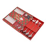 Tnfeeon Juego de Cucharas de café Cucharas Agitadoras de Acero Inoxidable para Fiestas Navideñas Decoración de Vajilla para Mujeres Madres Amigas 6 Piezas Navideñas Festivas (SILVER)