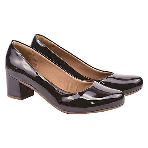 Sapatilha Feminina Scarpin Bico Redondo Eleganteria Tamanho:37;Cor:Preto