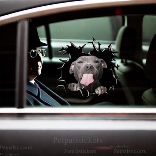 Image of Vinyl Dog Stickers - Car Decals for Women, Dog Lover Gift (Pitbull Car Decal)