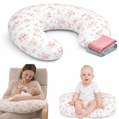 Cojin Lactancia con 2 Muselinas – Cojín lactancia OEKO TEX   Almohada Lactancia funda extraible lavable – almohada de amamentação   Almohada Embarazo, Pregnancy Pillow, cojin de lactancia bebe