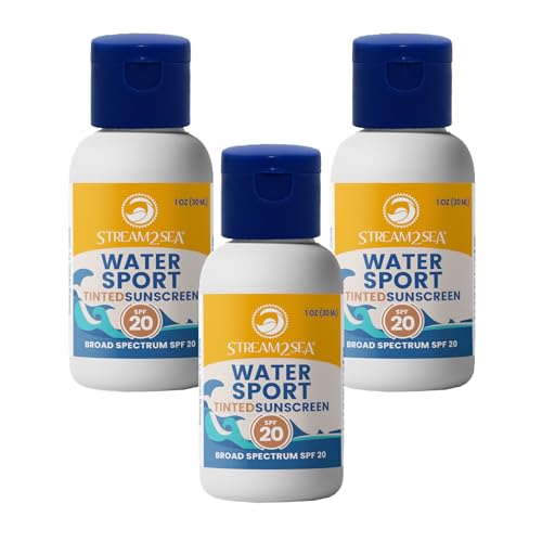 STREAM 2 SEA SPF 20 Tinted Sunscreen Biodegradable and Reef Safe, 1 Fl oz Travel Size Pack of 3, Paraben Free Non Greasy and Moisturizing Mineral Sunscreen For Face and Body Against UVA and UVB
