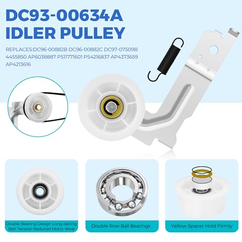Image of 【UPGRADED】 DC97-16782A Fit for Samsung Dryer Roller Replacement Kit, Iclude DC93-00634A Dryer Idler Pulley, 6602-001655 Dryer Belt | High-Temperature & Wear-Resistant Materials By NISHCON
