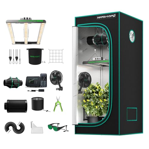 MARS HYDRO 3x3 Smart Grow Tent Kit Complete System with WiFi-Integrated Controller 43,150W FC-E1500 Dimmable Grow Light,32