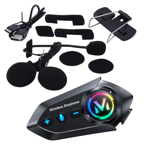 Fasizi Casco de Motocicleta con Auriculares inalámbricos Bluetooth con micrófono Manos Libres para una Persona IPX56 Resistente al Agua para música con micrófono