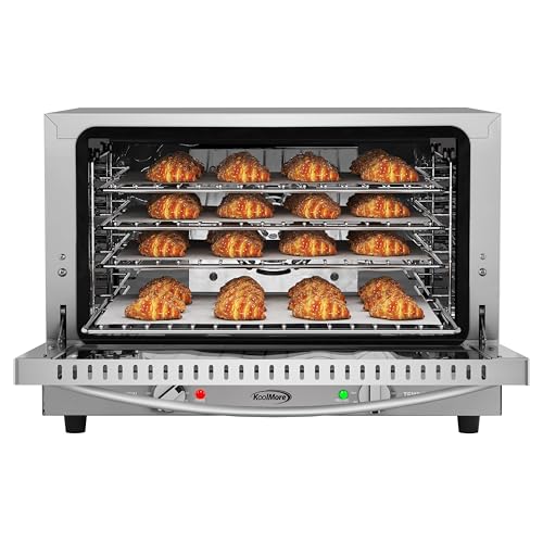 KoolMore 23 in. commercial countertop convection oven for medium size pans with 4 racks of 1600W power in stainless steel, ETL listed for safety and sanitation