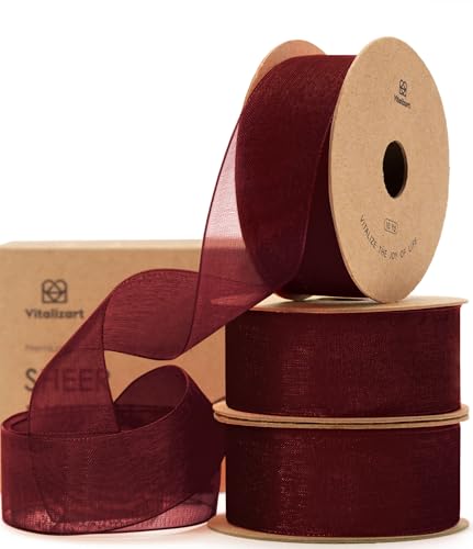 Vitalizart Cinta Organza Burdeos 2,5cm x 27,4m Manualidades