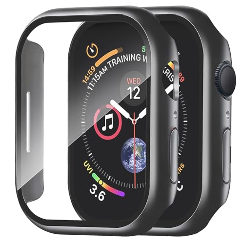 Smiling 2 Pack Case Built in Tempered Glass Screen Protector Compatible with Apple Watch Series 9/8/7 41mm