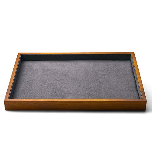 Oirlv Bois Massif Plateau Plat Pour Bijoux,Empilable,Tiroir Pour Bijoux,Organisateur,Vitrine,Porte Bijoux(Gris)