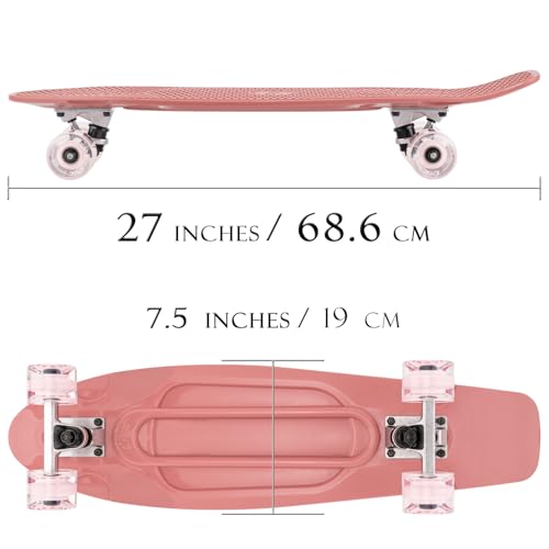 Image of KMX Skateboard 22 and 27 Inch, Classic Mini Cruiser Skateboard for Boys, Girls, Kids, Students, Adults, Teens, Mini Cruiser Board for Beginners and Advanced