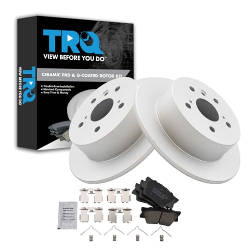 Image of TRQ Rear Brake Pad and Rotor Set Ceramic G Coated Rotors Compatible with 2013-2018 Lexus ES300h ES350 Toyota Avalon 2012-2017 Camry