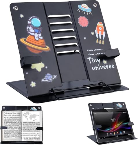 TARKAN Metal Book Stand, Adjustable 6-Height Reading Stand with A...