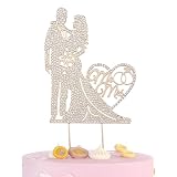 GVSS Figurine Gateau Mariage Or 23,5x10cm Bridal et Groom avec Strass