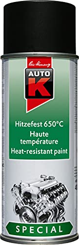 AutoK Special - Hitzefester Speziallack 650°C, 400 ml, schwarz -Hoch hitzebeständig bis 650°C, ideal für Motoren oder Grills