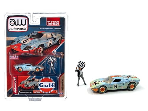 Voiture miniature GT40#6 1965 Auto World 1/64 : réplique de collection haute précision version usée