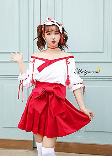 [Malymoon] 巫女 みこ コスプレ ハロウィン かわいい レディース 衣装 仮装 和装 和服 着物 セクシー マリームーン 7点セット【3683】 詳細画像5