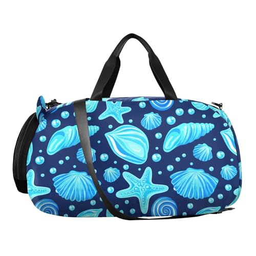 Starfish Bubble Blue Kids Travel Duffel Bag for Boys Girls Overnight Weekend Tote Bag with Shoes Compartment for Trip Beach Swim2