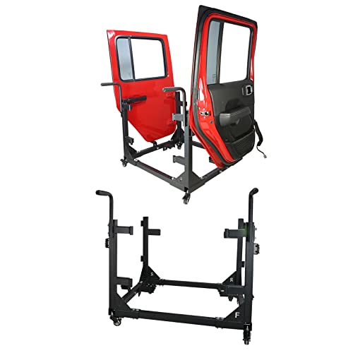 Door Hanger Storage Rack Bracket Holder Compatible with 1987-2023 Jeep Gladiator JT & Wrangler JK JL TJ YJ JKU JLU Removable Stand Cart Sliding 2/4 Do