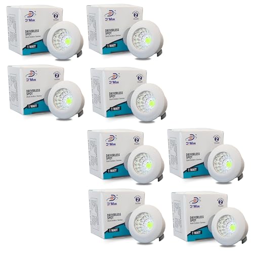 Image of D'Mak 1 Watt Round LED Button COB Green Focus Light for POP /Recessed Lighting (Green, Pack of 8)
