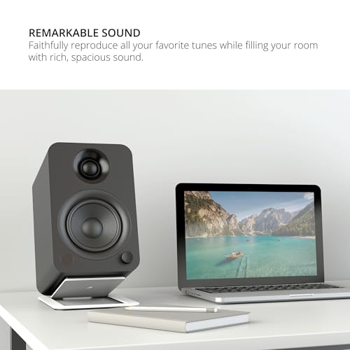 Image of Kanto YU 140W Powered Speakers with Bluetooth 4.2 and RCA Input | Features Signal Detection and Auto Stand-by | Remote Included | Pair | Matte Black