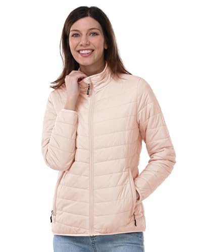 Outdoor Ventures Damen Steppjacke Leichte Warme Packbare Übergangsjacke Puffer Jacke für Frauen Gefüttert Weiche Steppmantel Quilted Coat für Freizeit Wandern Reisen Outdoor Rosa XS