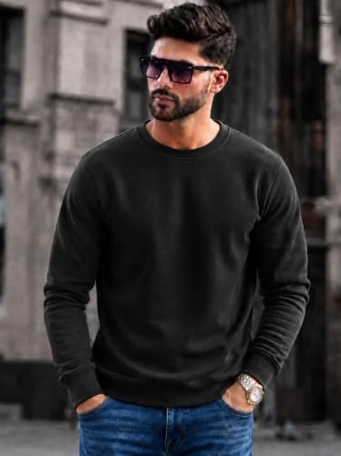 Image of Mack Jonney Men's Solid Winter Sweatshirt|Soft Fleece Fabric Full Sleeve Round Neck Sweatshirt|Stylish Casual Wear for Men-mj-281