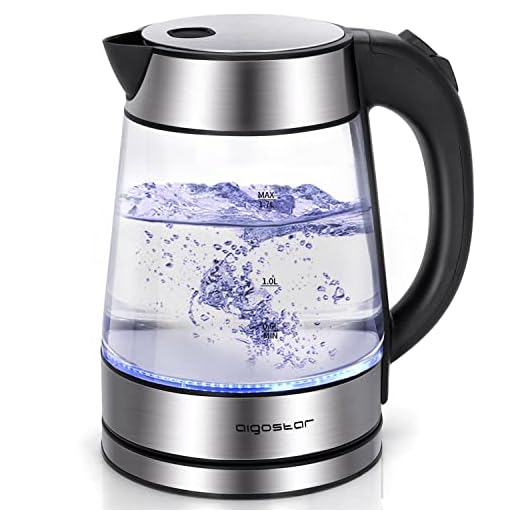 Aigostar Chubby 30LCZ - Hervidor de agua rápido de cristal, 1,7 litros, iluminación LED azul. 2200 W, apagado automático y protección contra la ebullición en seco. Diseño exclusivo.