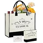 60er Geburtstag Frau mit Kosmetiktasche und Integrierter Reißverschlusstasche und Grußkarte, Personalisierte Canvas Einkaufstasche Tragetasche, Mama Tasche für Strand Urlaub Geschenke zur Rente Frau