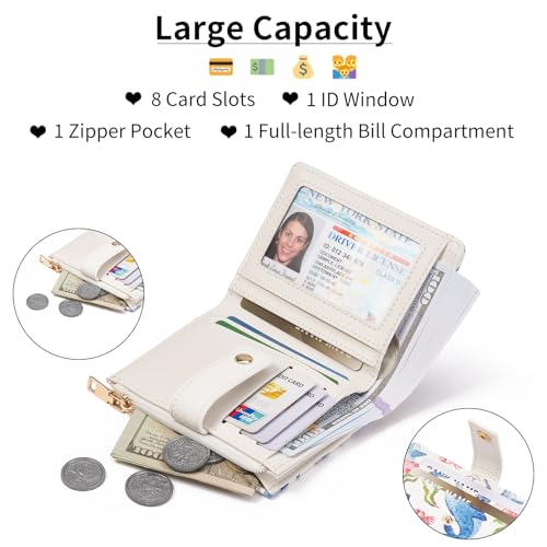 Image of GOIACII Small Wallet for Women Leather Bifold Zipper Coin Pocket RFID Blocking Cute Credit Card Holder Little Cats Print