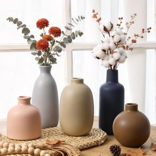 CUCUMI Ceramic Vase Set of 5, Home Decor Farmhouse...
