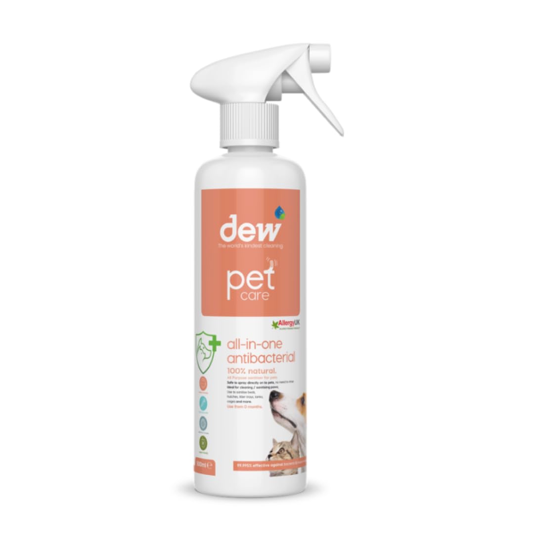 Dew Pet All-In-One Antibacterial 500ML | 100% Mineral, Hypoallergenic, Vegan Friendly | Fast Acting, Effective against Bacteria | Neutralises Pet Urine & Odour | Made in UK