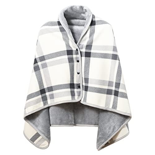 【Amazon.co.jp 限定】クモリ(Kumori) ひざ掛け 肩掛け 毛布 大判 ブランケット 4way 着る毛布 ボタン付き あったか 防寒対策 静電気防止 洗える 通年使用 (ホワイト 100X140cm)