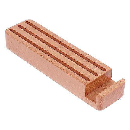 Toyvian 1Pc Beech Guitar Pick Storage Box Multipurpose Holder Mobile Phone Stand Khaki Durable Guitar Plectrum Container for Travel Concerts Music Events More