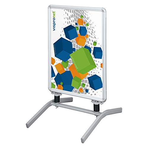 Plakatständer DIN A1 | ✓ Kundenstopper | ✓ Werbetafel | ✓ Gehwegaufsteller Outdoor 2 (mit Alu-Klemmrahmen & Stahlfedern) von Vispronet® Cover