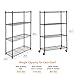 Amazon Basics 4-Shelf Adjustable, Heavy Duty Storage Shelving Unit on 3'' Wheel Casters, Metal Organizer Wire Rack, 36