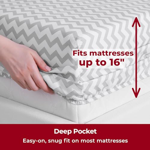 Image of Mellanni Twin XL Sheets Set - 3 PC Iconic Collection Bedding | Hotel Luxury, Extra Soft, Cooling Bed Sheets - Wrinkle, Fade, Stain Resistant (Twin Extra Long, Chevron Gray)