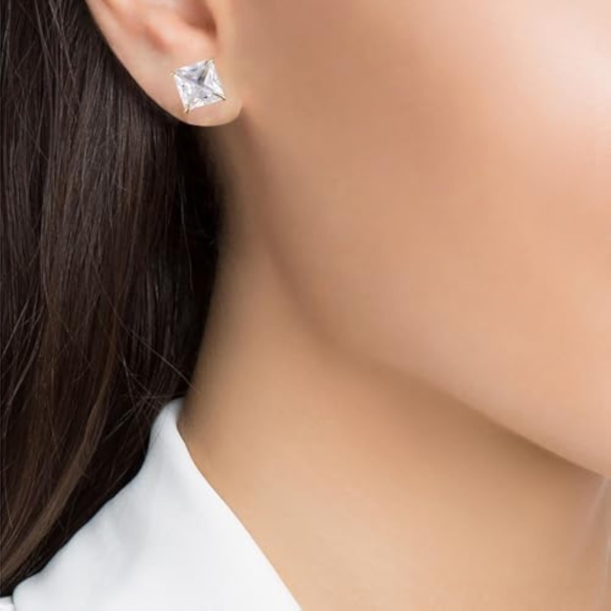 Women's Gold Plated Crown Pearl & Solitaire Stud Earrings Set