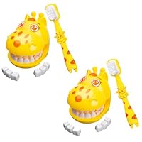 Giraffe Early Education Brushing Toys - 2 Pack Teeth Model Toy for Toddler, Dentals Teeth Care Model with Giant Toothbrush for Kids Teaching Supplies, Kids Dentals Care Teaching Demonstration Model