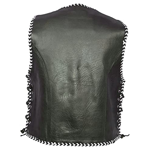 Men's Retro Biker Motorcycle Vest Vintage Club Style Cowhide Rider Rocker Cafe Racer Leather Vest3