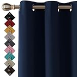 Thermal Insulated Blackout Ring Top Eyelet Curtains for Bedroom Windows 66 x 72 Inches Navy 2 Panels (66”(167cm) wide x 72”(182cm) long, Navy)
