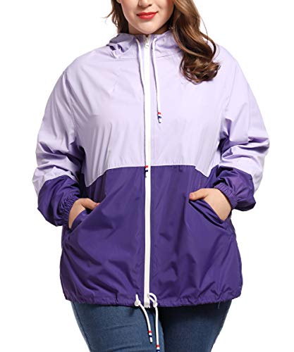 Women's Plus Size Rain Jacket Lightweight Hooded Rain Coat Windbreaker3