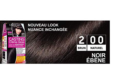 L’ORÉAL PARIS - Coloration Cheveux Semi-Permanente Ton sur Ton - Couleur Soin Gloss - Sans Ammoniaque - Casting Crème Gloss - Nuance : Noir Ebène (200) (Lot de 2)