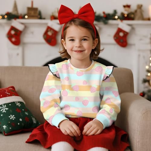 Kids Novelty Graphic Sweatshirt Funny 3D Print Long Sleeve Pullover Cute Ruffle Shoulder Boys Girls Tops 1-8 Years3