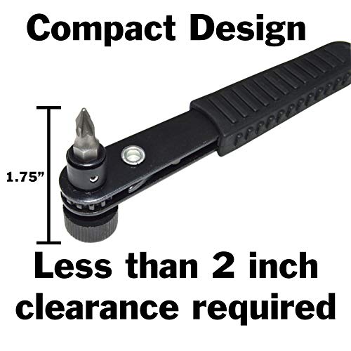Right Angle Close Quarters Ratcheting Reversible Screwdriver Set with 18 Bits by EX ELECTRONIX EXPRESS