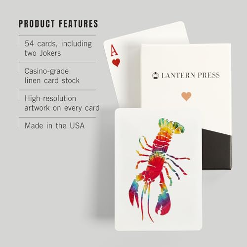Lantern Press Lobster, Tie Dye, 52 naipes póker adultos miniatura 3