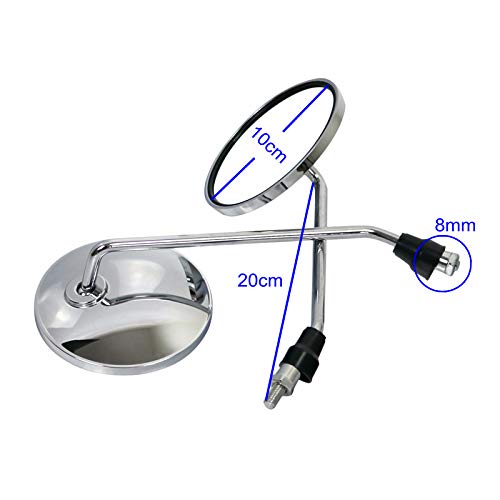 Retroviseur Moto Vue arrière de la Moto Miroir vélo électrique rétroviseur Miroir Miroir latéral cyclomoteur 8mm Rond Retro Moto